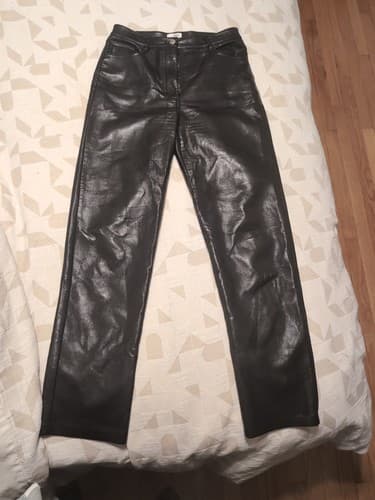 Aritzia Wilfred Pants Size 4 Black Melina Faux Vegan Leather High Rise Straight - Thumbnail 11