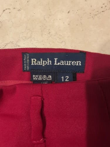 Vintage Ralph Lauren 100% Wool Skirt Size 12 Red Lined Made In Italy - Thumbnail 2