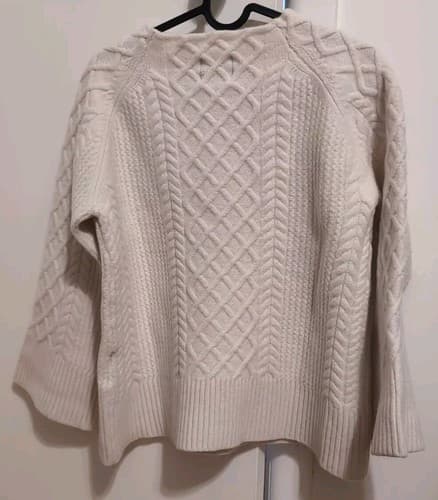 Cozy Fisherman Cream Knit Sweater, Fall Luxury, Cottage Farm Vibes PTP 19 Small - Thumbnail 2