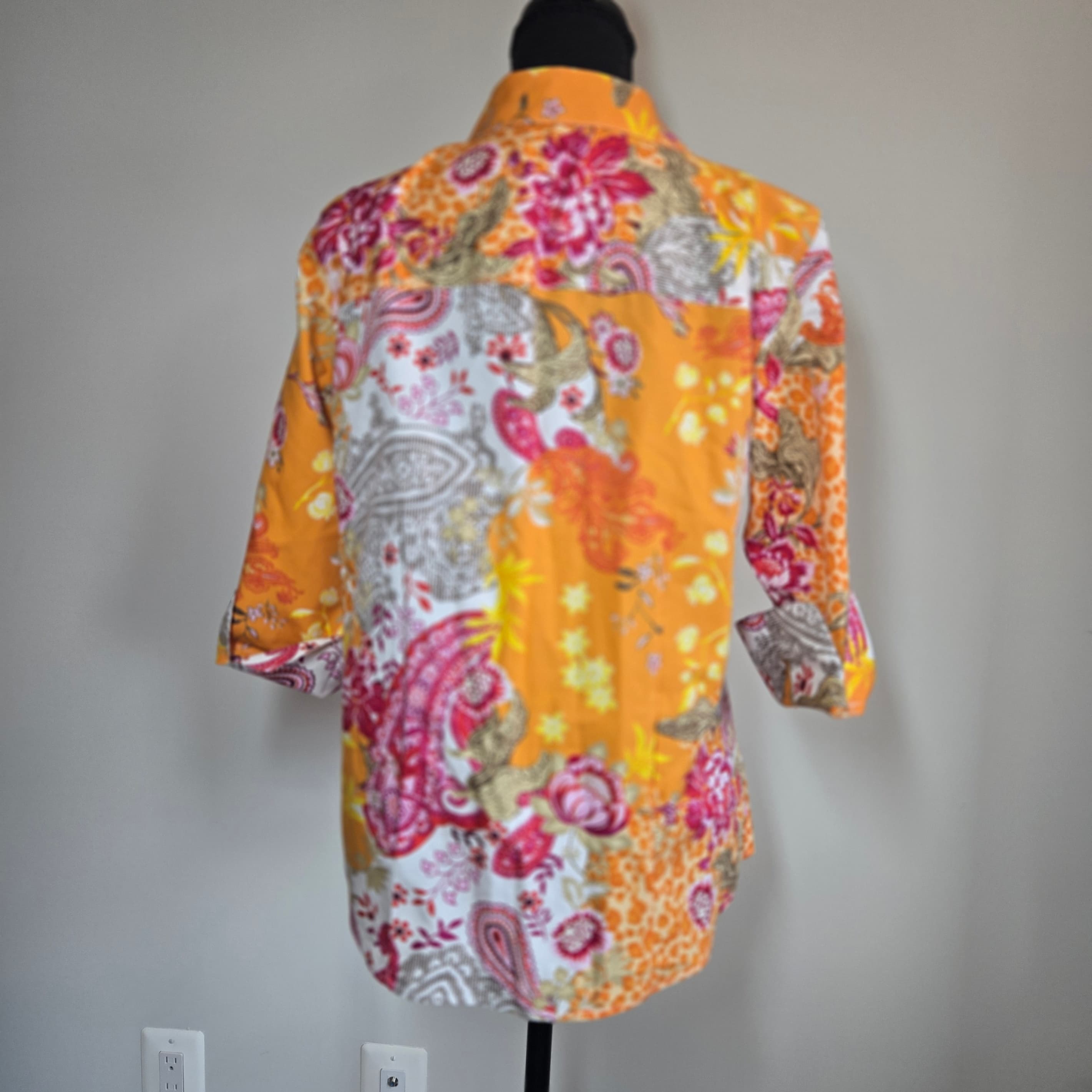 Chicos Colorful Paisley Floral Button-Up Shirt - Thumbnail 3