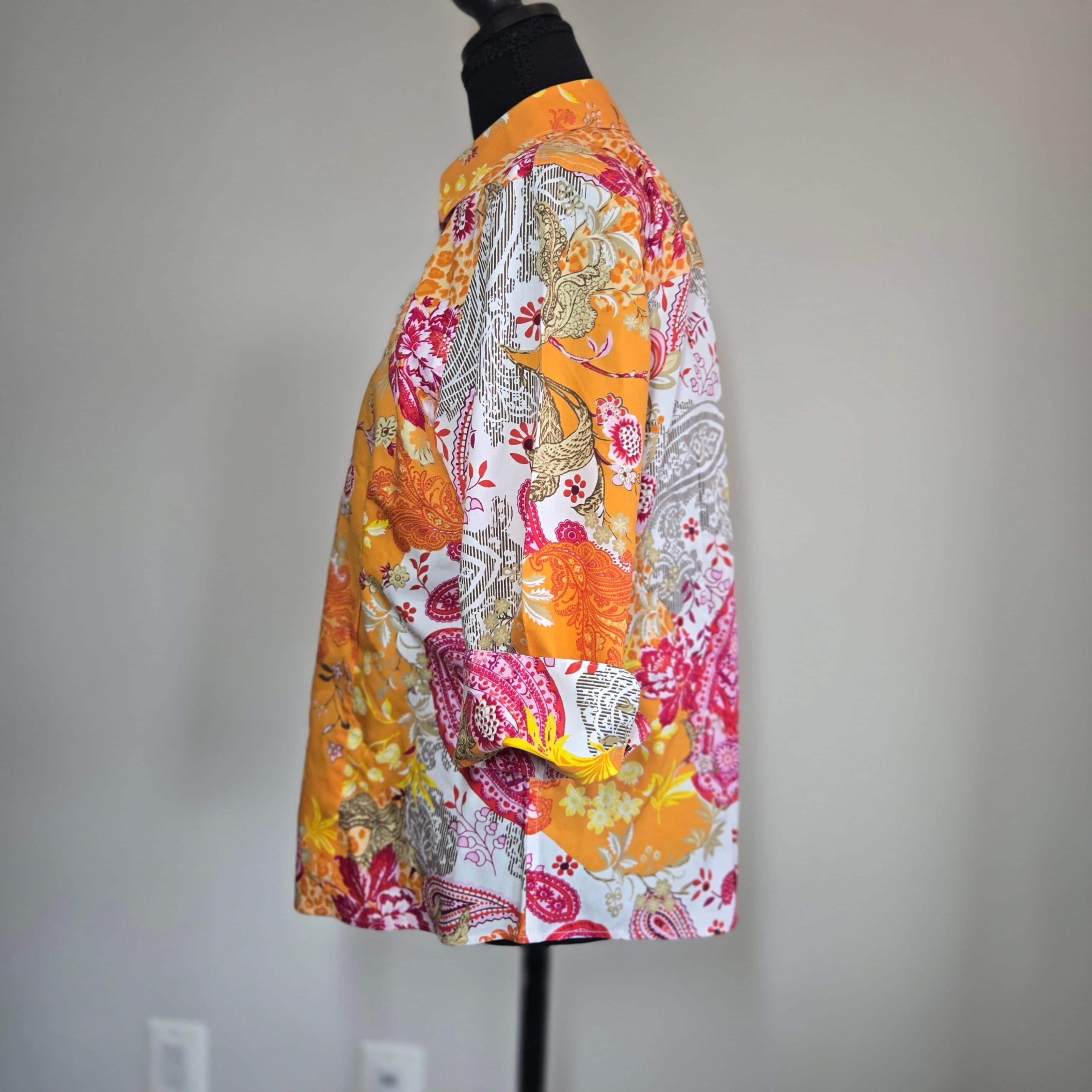 Chicos Colorful Paisley Floral Button-Up Shirt - Thumbnail 6