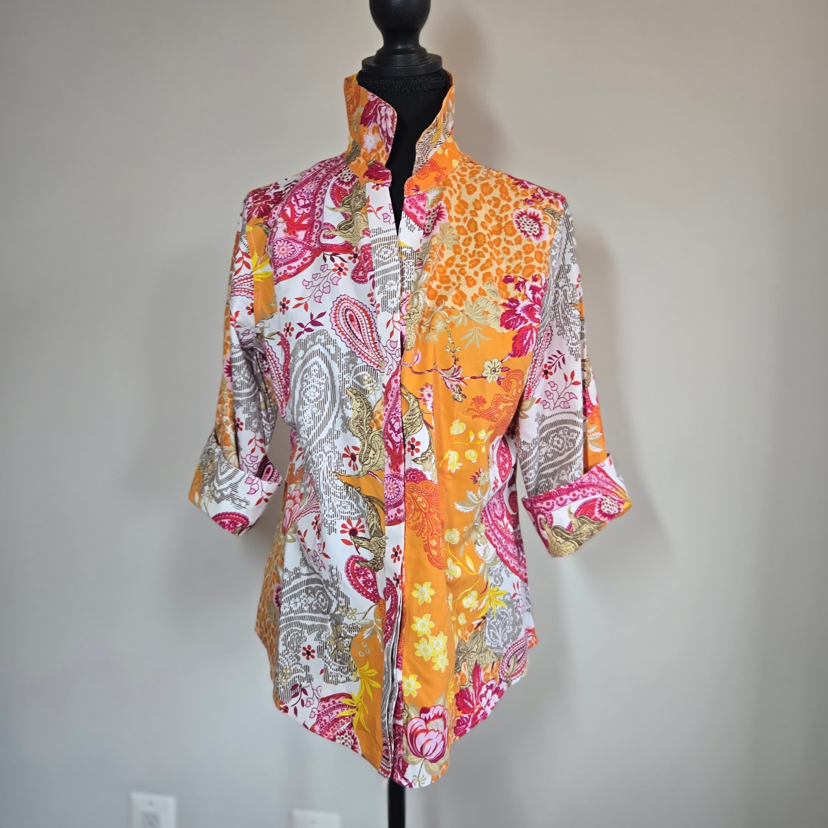 Chicos Colorful Paisley Floral Button-Up Shirt