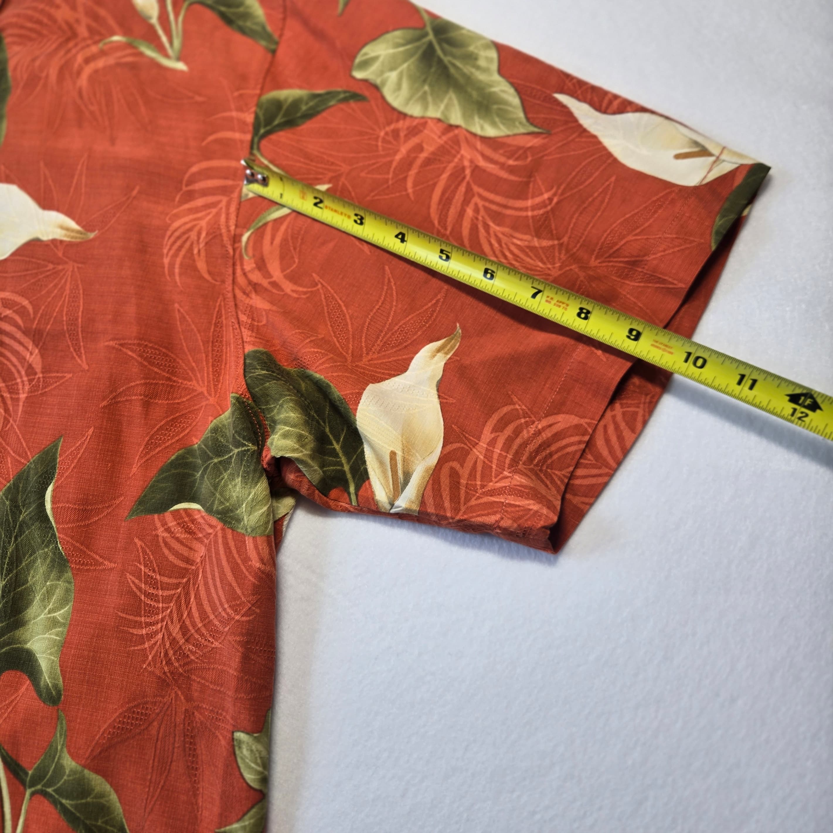 Tommy Bahama Floral Hawaiian Shirt Red Large 2XL - Thumbnail 4