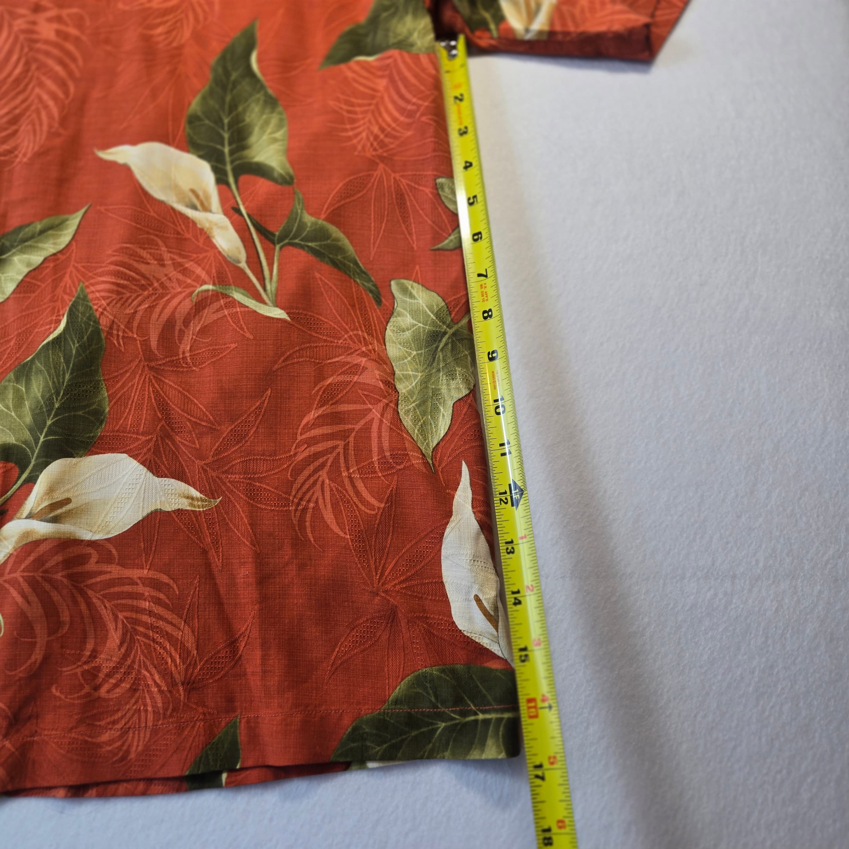 Tommy Bahama Floral Hawaiian Shirt Red Large 2XL - Thumbnail 2