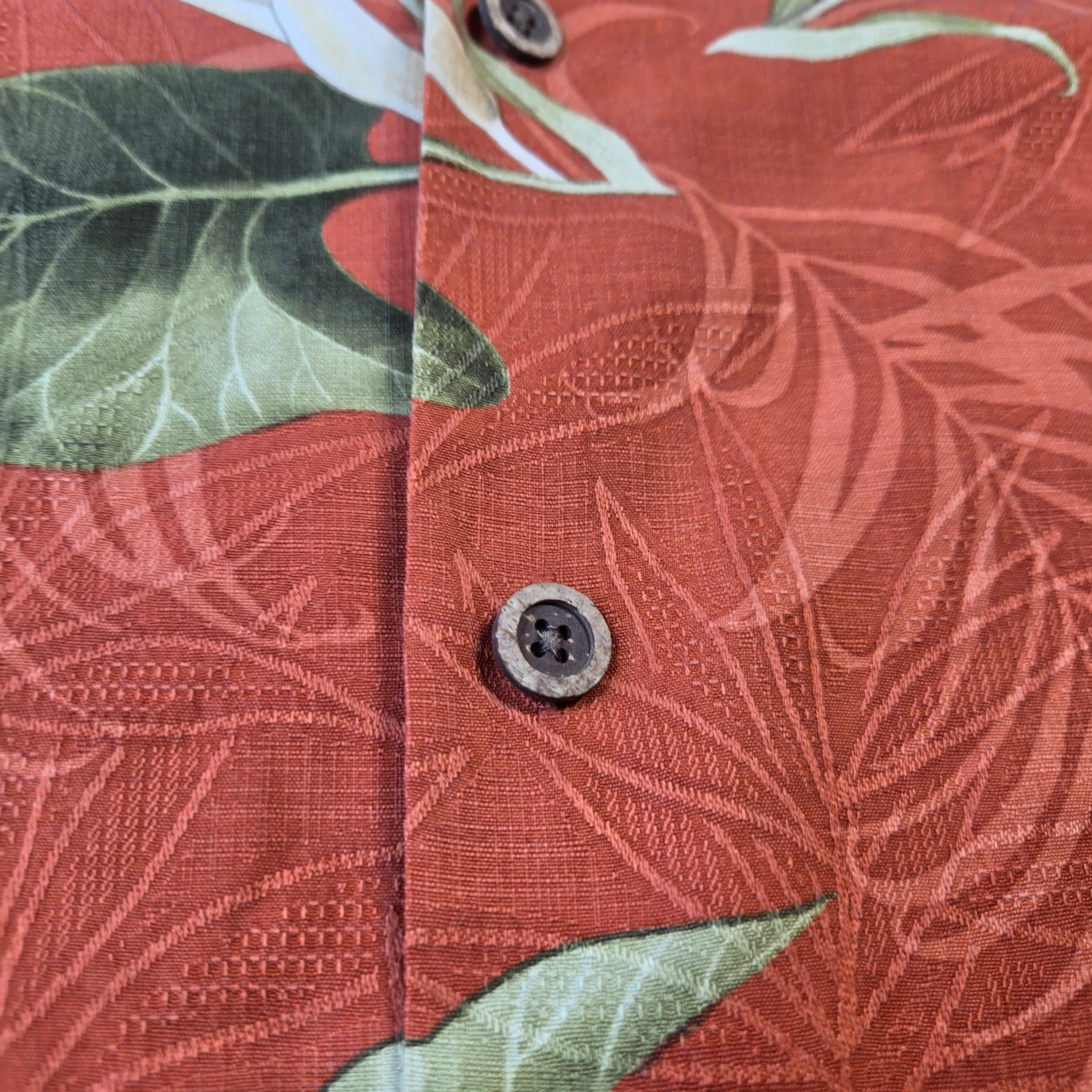 Tommy Bahama Floral Hawaiian Shirt Red Large 2XL - Thumbnail 8