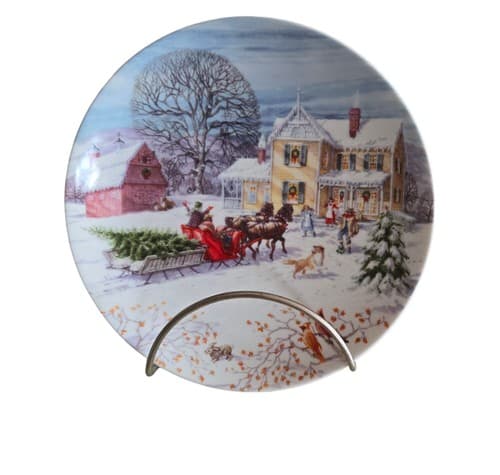 Lenox American Christmas Bringing Home the Tree Sleigh Barn Salad Dessert Plate