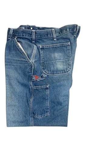 Mens Vintage 90s Carhartt Blue Carpenter Jeans Pants Size 38x30 Dungaree Fit