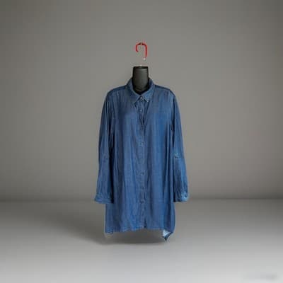 Zac & Rachel Woman Button Up Shirt Arc Hem Blue Blouse Soft Denim-look Size 2x - Thumbnail 2