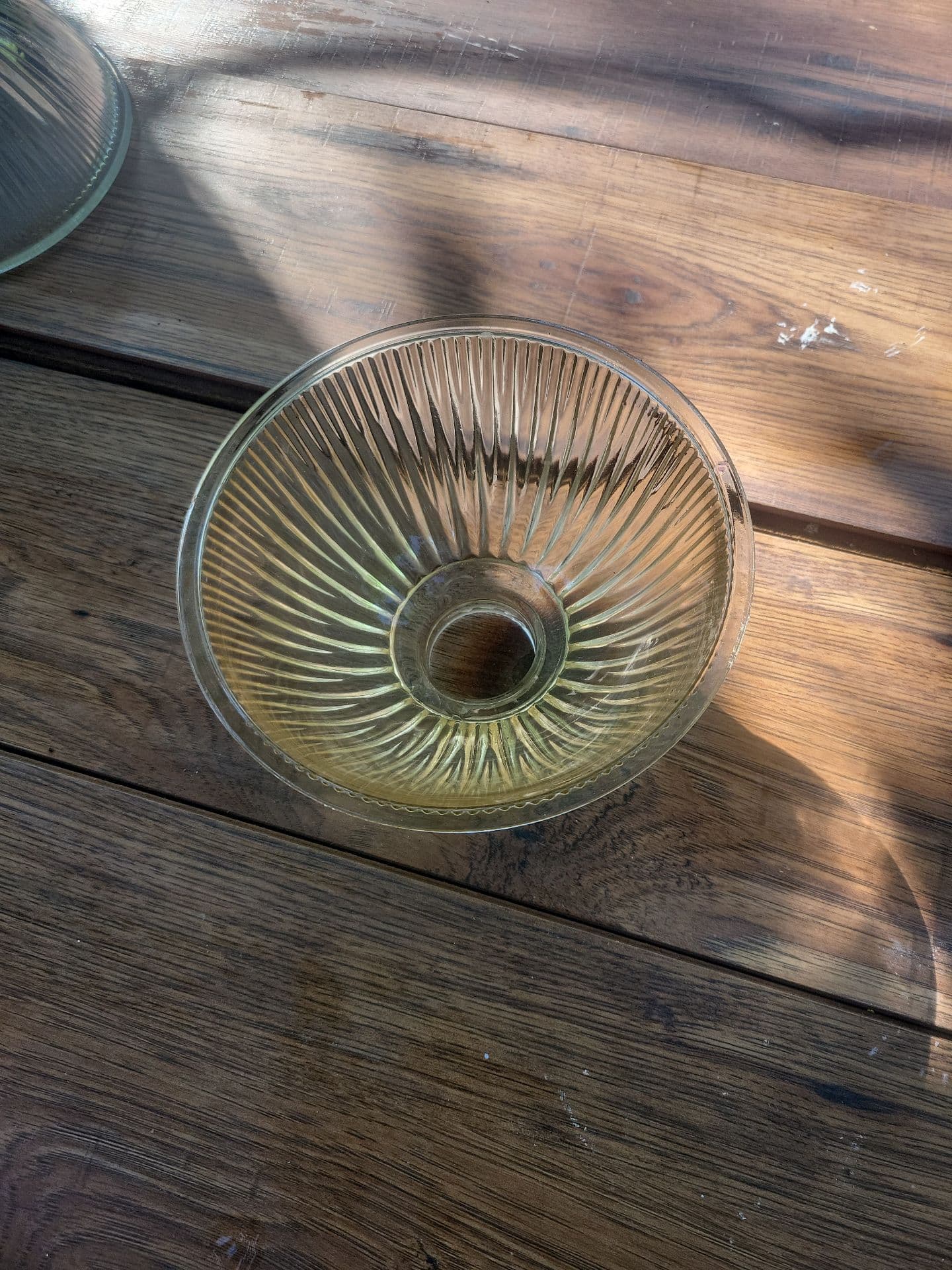 Vintage Holophane Style Prismatic Ribbed Glass Lamp Shade - Thumbnail 3