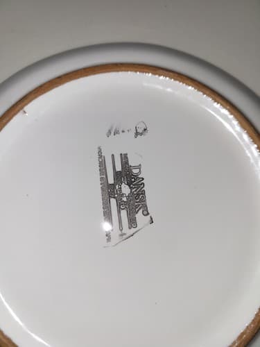 Dansk Sardinia Soup Bowl Green Pink Blue Bands & Leaves Stoneware - Thumbnail 4