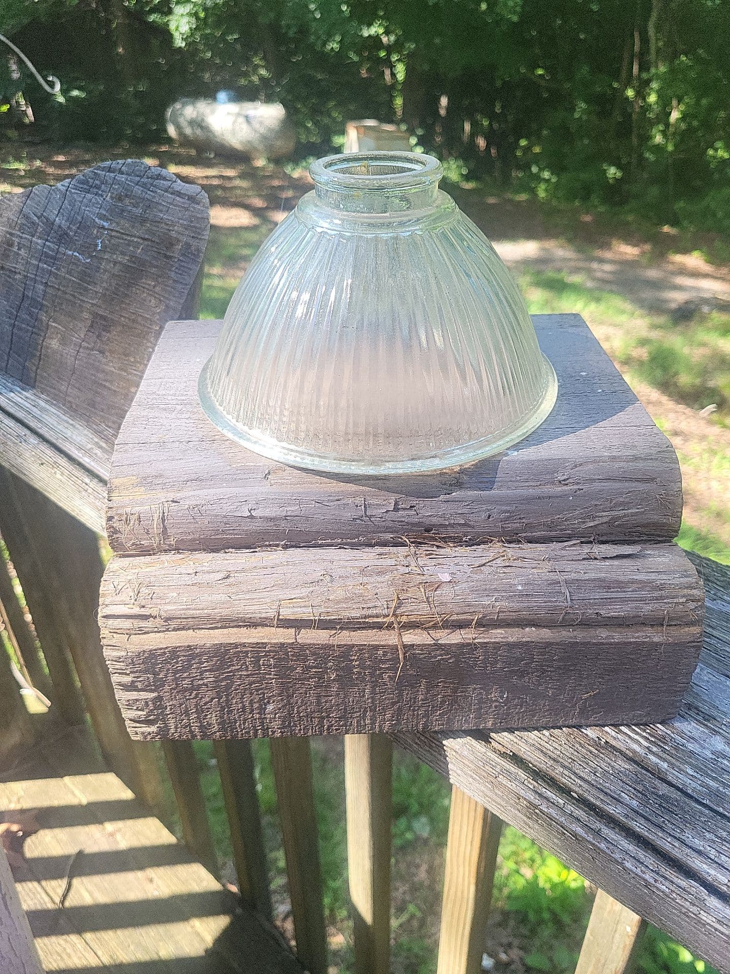 Vintage Holophane Style Prismatic Ribbed Glass Lamp Shade
