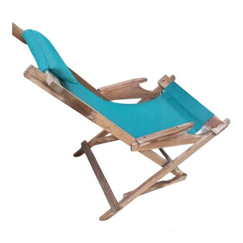 Vintage Wood Outdoor Lawn Rocking Chair Mesh Knit MCM Retro - Thumbnail 2