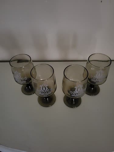 Etched Pfaltzgraff VILLAGE Brown Wine Water Glasses ~ 5 7/8" ~ 10 oz ~ FREE SHIP - Thumbnail 3