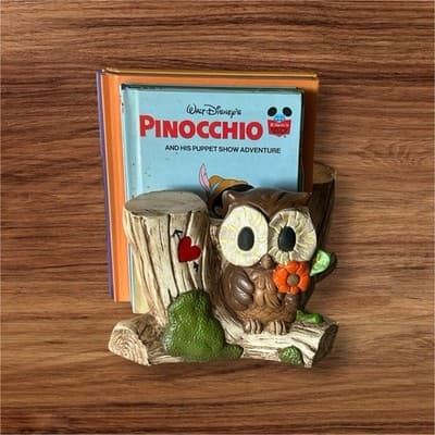 VintageCeramic Owl On Branch Figurine Bookend Shelf Sitter Decor - Thumbnail 2
