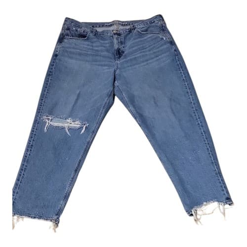 American Eagle Jeans Women 18 SHORT loose Fit Straight Distressed Denim