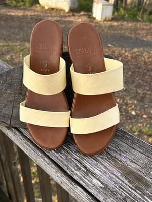 Italian Shoemakers White Sandals Slip Ons Women's 8M Made In Italy Pre-owned - Thumbnail 5