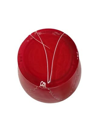 Vintage BX MCM CASED GLASS Red w/ White Drizzle Design Blown Glass Vase w/ TAG - Thumbnail 6