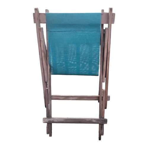 Vintage Wood Outdoor Lawn Rocking Chair Mesh Knit MCM Retro - Thumbnail 4