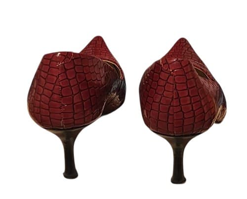Nine West Red Croc Embossed Leather Pumps Womens Size 9 Low Classic Heel Shoes - Thumbnail 2