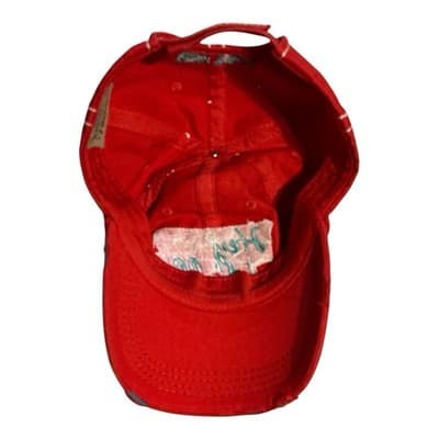 Womens Hey Yall Baseball Cap Strapback Hat Red Distressed KB ETHOS Vintage Texas - Thumbnail 4
