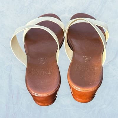 Italian Shoemakers White Sandals Slip Ons Women's 8M Made In Italy Pre-owned - Thumbnail 8