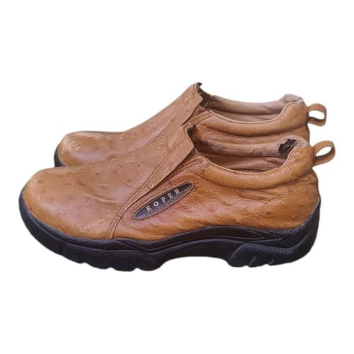 Roper Ostrich Western Loafer Shoes Womans 7M Leather Slip On Work Rancher - Thumbnail 5