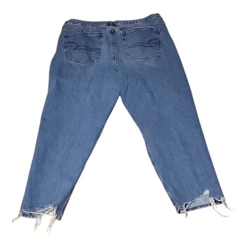 American Eagle Jeans Women 18 SHORT loose Fit Straight Distressed Denim - Thumbnail 2