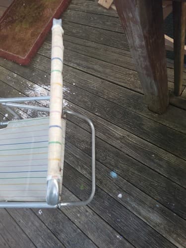 Vintage Webbed Lounge Chair Reclining Aluminum Outdoor Patio Folding Striped - Thumbnail 5