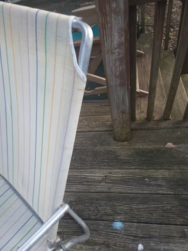 Vintage Webbed Lounge Chair Reclining Aluminum Outdoor Patio Folding Striped - Thumbnail 4