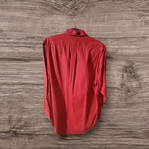 Ralph Lauren Polo Vintage Red Cotton Long Sleeve Men’s Shirt Size M - Thumbnail 3