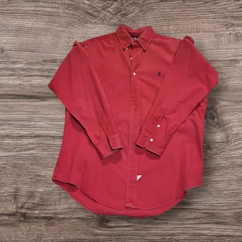 Ralph Lauren Polo Vintage Red Cotton Long Sleeve Men’s Shirt Size M - Thumbnail 2