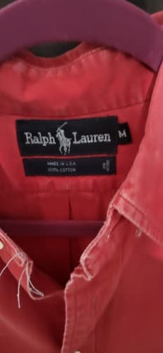 Ralph Lauren Polo Vintage Red Cotton Long Sleeve Men’s Shirt Size M - Thumbnail 4
