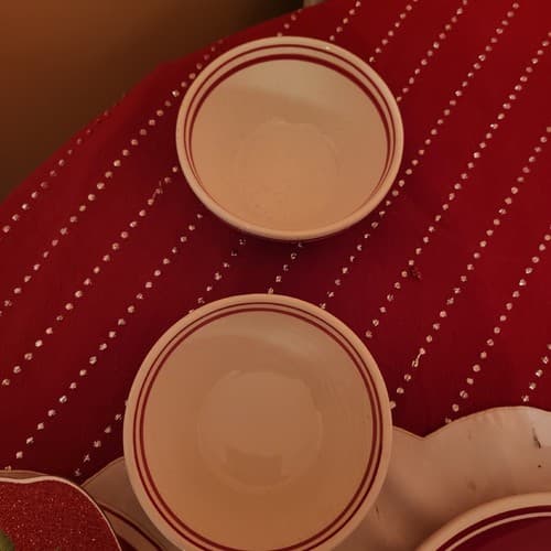 Dansk Hand Painted Red w White Stripe Set Of 4 "Maraschino" Place Settings - Thumbnail 7