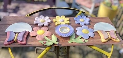 Vintage Home Interior Kids 8 PiecePastelColor Flower Mirrors & Flowers Wall Set - Thumbnail 3