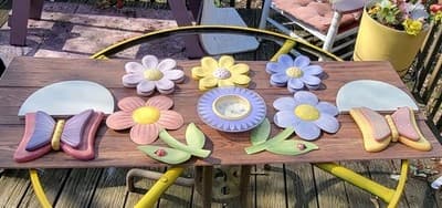 Vintage Home Interior Kids 8 PiecePastelColor Flower Mirrors & Flowers Wall Set - Thumbnail 2