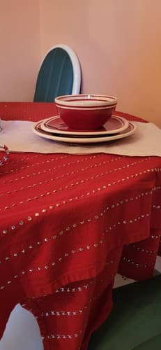 Dansk Hand Painted Red w White Stripe Set Of 4 "Maraschino" Place Settings - Thumbnail 9