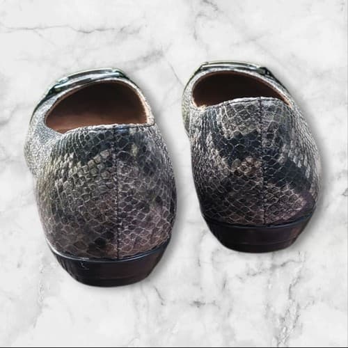 EuroSoft Shoes Womens 8 Flats Fashion Ballet Beverly Dark Grey Snake Career - Thumbnail 4
