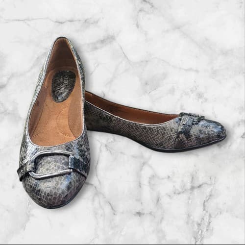 EuroSoft Shoes Womens 8 Flats Fashion Ballet Beverly Dark Grey Snake Career - Thumbnail 6
