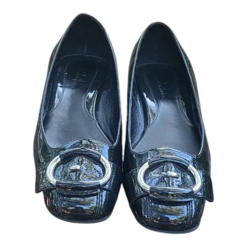 Cole Haan Womens Ballet Style Blk Patent /Silver Buck Square Toe Shoe Sz9B