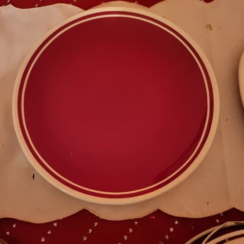 Dansk Hand Painted Red w White Stripe Set Of 4 "Maraschino" Place Settings - Thumbnail 5