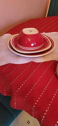 Dansk Hand Painted Red w White Stripe Set Of 4 "Maraschino" Place Settings - Thumbnail 10