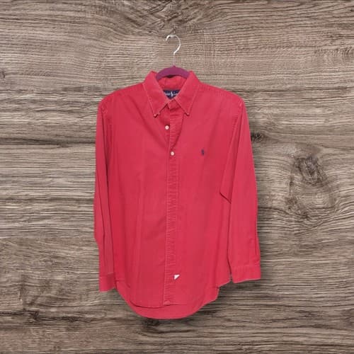 Ralph Lauren Polo Vintage Red Cotton Long Sleeve Men’s Shirt Size M