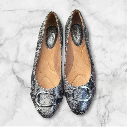 EuroSoft Shoes Womens 8 Flats Fashion Ballet Beverly Dark Grey Snake Career - Thumbnail 2