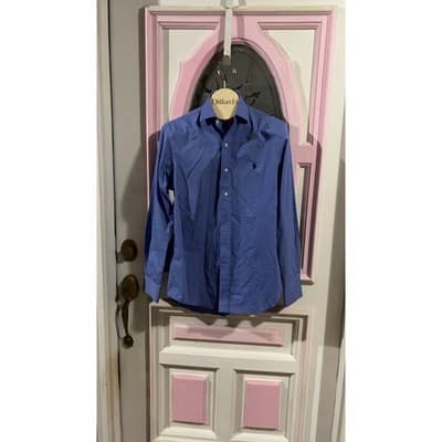 Polo Ralph Lauren Men S Cotton Dress Shirt Classic Fit Blue White Casual
