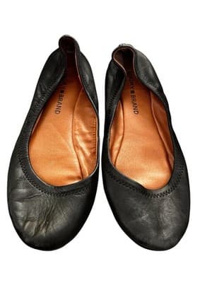 Lucky Brand LK Emmie Black Leather Slip On Ballet Flats Size 7.5 - G1