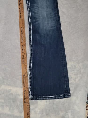 Vigoss Bootcut Flared Jeans Womens Dark Wash Low Rise Distressed Flares Size 3 - Thumbnail 6