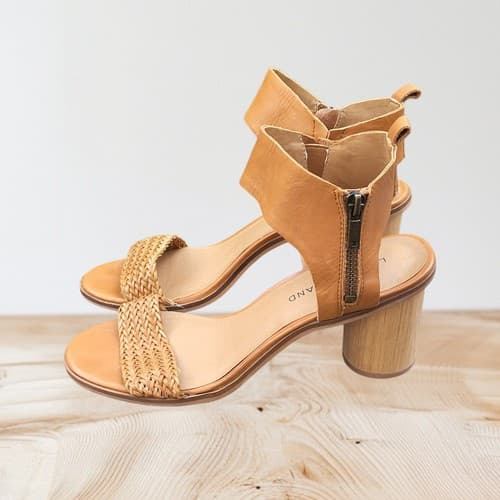 Lucky Brand Womens Pomee Heeled Sandal Brown Ankle Strap Side Zip 7.5 M - Thumbnail 4