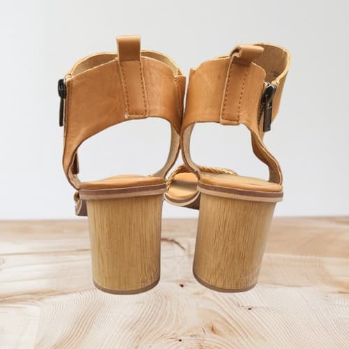 Lucky Brand Womens Pomee Heeled Sandal Brown Ankle Strap Side Zip 7.5 M - Thumbnail 5