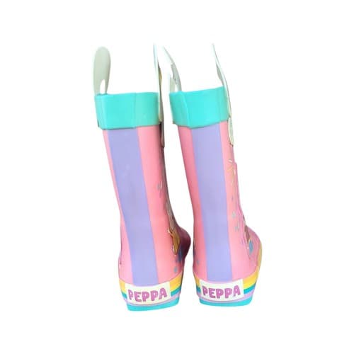 Peppa Pig Kids Rain Boots 7-8 Pink Rainbow Rubber Ankle Boots Girls - Thumbnail 3