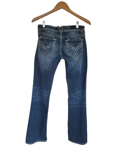 Vigoss Bootcut Flared Jeans Womens Dark Wash Low Rise Distressed Flares Size 3 - Thumbnail 4